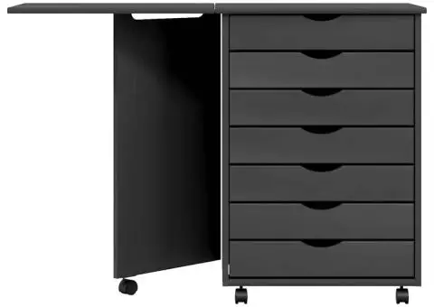 Dulap rulant cu birou MOSS gri lemn masiv de pin - 5/5