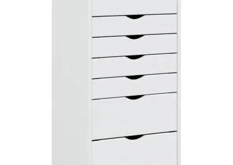 Dulap rulant cu sertare MOSS, alb, lemn masiv de pin - 2/5