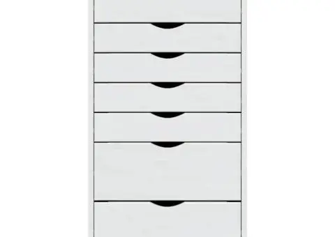 Dulap rulant cu sertare MOSS, alb, lemn masiv de pin - 5/5