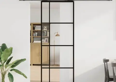 Ușă glisantă cu set de feronerie neagră 76x205 cm Sticlă ESG - 1/5