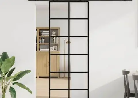 Ușă glisantă cu set de feronerie neagră 76x205 cm Sticlă ESG - 1/5