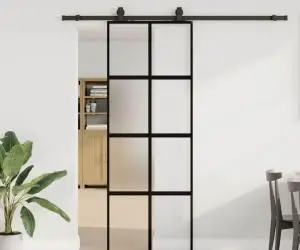vidaXL Ușă glisantă cu set feronerie neagră 76x205cm sticlă securizată