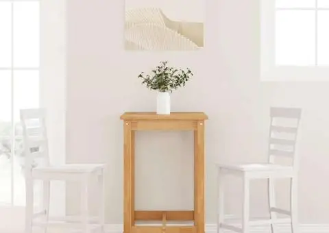 Scaune de bar 2 buc din cauciuc din lemn masiv alb - 1/5