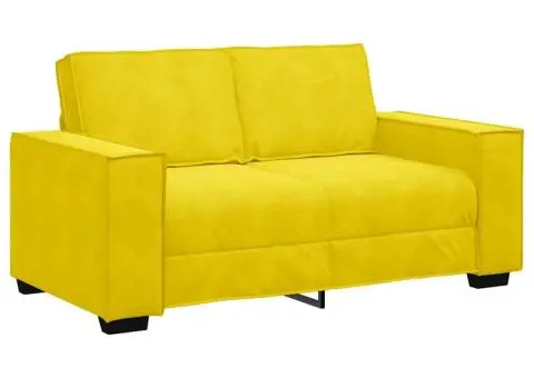 Canapea cu 2 locuri, galben, 120 cm, catifea - 2/5