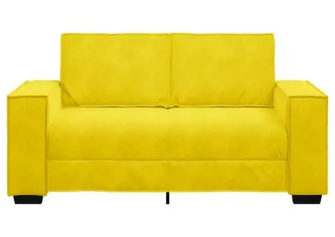 Canapea cu 2 locuri, galben, 120 cm, catifea - 4/5