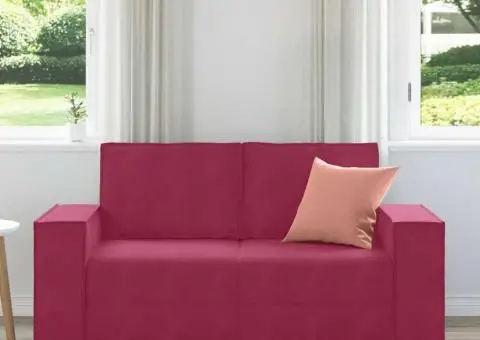 Canapea cu 2 locuri, roșu vin, 120 cm, catifea - 3/5