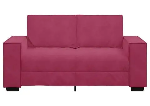 Canapea cu 2 locuri, roșu vin, 120 cm, catifea - 4/5