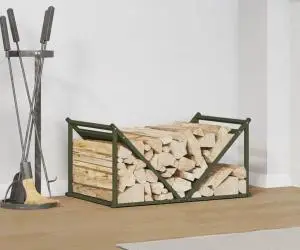 vidaXL Suport pentru lemne de foc Verde măsline Oțel laminat la rece