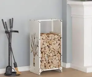 vidaXL Suport pentru lemne de foc alb 40x30x80 cm Oțel laminat la rece