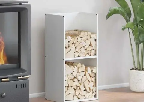 Suport pentru lemne de foc alb 40x30x80 cm Oțel laminat la rece - 1/5