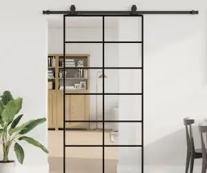 vidaXL Ușă glisantă cu set de feronerie neagră 102x205 cm Sticlă ESG