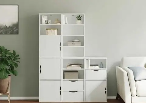 Dulapuri laterale 5 buc ODDA alb 40x24x79 cm lemn masiv de pin - 3/5