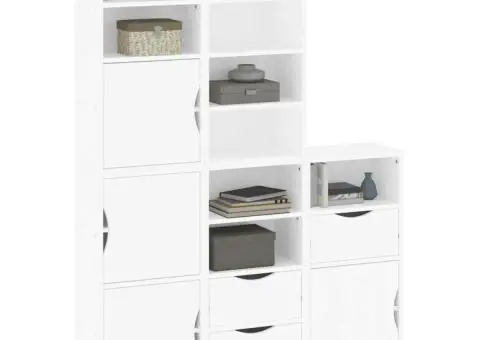 Dulapuri laterale 5 buc ODDA alb 40x24x79 cm lemn masiv de pin - 4/5