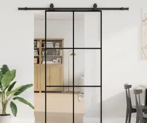 vidaXL Ușă glisantă cu set de feronerie neagră 102x205 cm Sticlă ESG