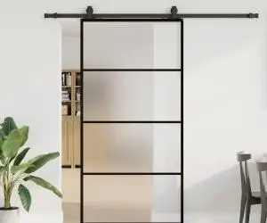 vidaXL Ușă glisantă cu set de feronerie neagră 102x205 cm Sticlă ESG
