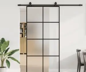 vidaXL Ușă glisantă cu set de feronerie neagră 102,5x205 cm Sticlă ESG