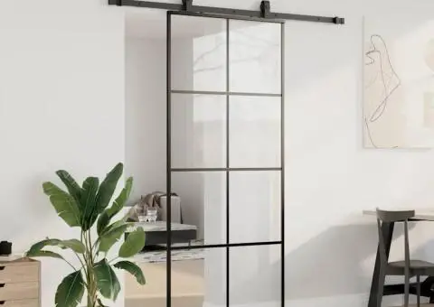 Ușă glisantă cu set de feronerie neagră 90x205 cm Sticlă ESG - 3/5