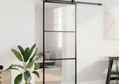 Ușă glisantă cu set de feronerie neagră 90x205 cm Sticlă ESG - 3/5