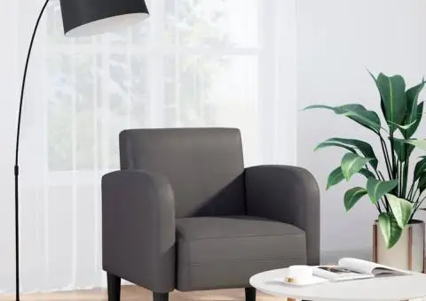 Canapea scaun cu cotiere gri 54 cm piele artificială - 1/5