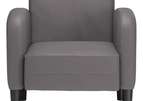 Canapea scaun cu cotiere gri 54 cm piele artificială - 3/5