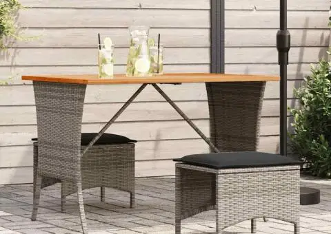 Set mobilier de grădină cu perne, 3 piese, gri, poliratan - 1/5