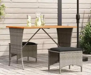 vidaXL Set mobilier de grădină cu perne, 3 piese, gri, poliratan