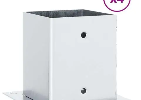 Baze stâlp pătrate 4 buc Argintiu 101x101 mm Oțel galvanizat - 2/5