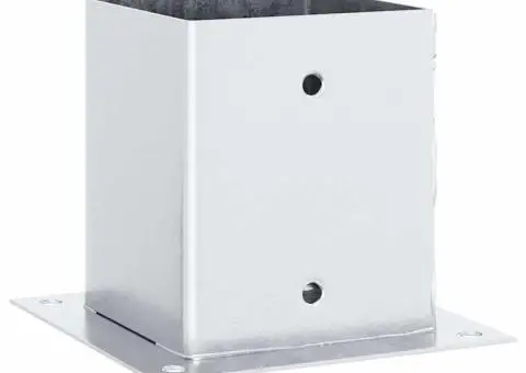 Baze stâlp pătrate 4 buc Argintiu 101x101 mm Oțel galvanizat - 3/5