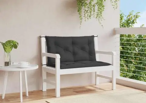 Pernă bancă de grădină, negru, 100x(50+50)x7cm, material oxford - 1/5