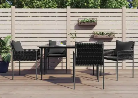 Scaune de grădină cu perne 4 buc. negru 54x61x83 cm poliratan - 1/5