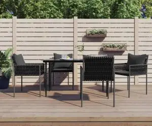 vidaXL Scaune de grădină cu perne 4 buc. negru 54x61x83 cm poliratan