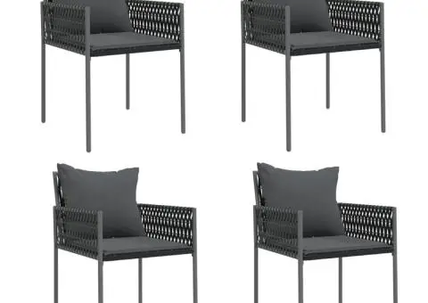 Scaune de grădină cu perne 4 buc. negru 54x61x83 cm poliratan - 2/5