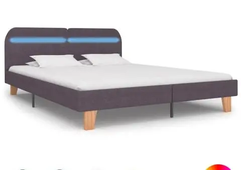 Cadru de pat cu LED fără saltea țesătură taup 150x200 cm - 1/5