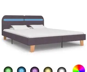 vidaXL Cadru de pat cu LED fără saltea țesătură taup 150x200 cm