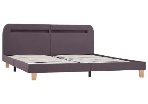 Cadru de pat cu LED fără saltea țesătură taup 150x200 cm - 3/5