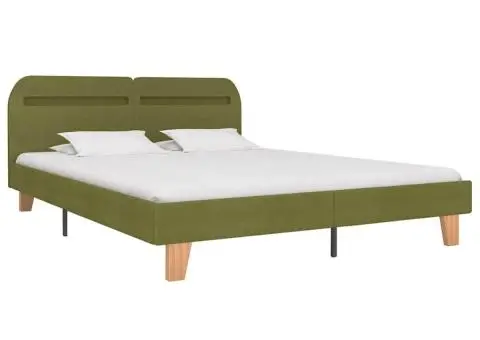 Cadru de pat cu LED fără saltea țesătură verde 150x200 cm - 2/5