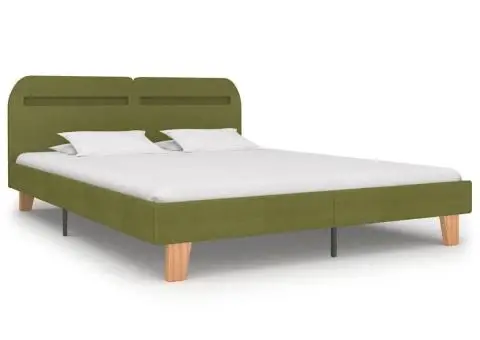 Cadru de pat cu LED fără saltea țesătură verde 150x200 cm - 3/5