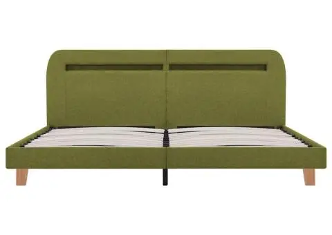 Cadru de pat cu LED fără saltea țesătură verde 150x200 cm - 5/5