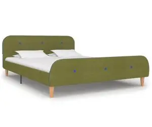 vidaXL Cadru pat fără saltea țesătură verde 135x190 cm
