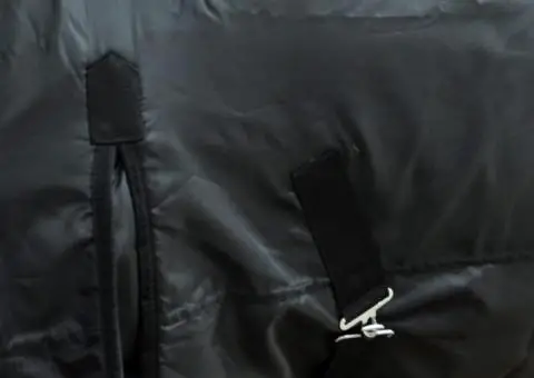 Pled din lână cu dublu strat, negru, 145 cm - 2/3