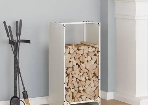 Suport pentru lemne de foc alb 40x30x80 cm Oțel laminat la rece - 1/5