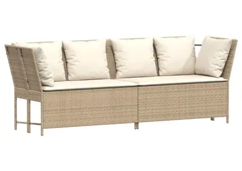 Set canapele de grădină, 4 piese, cu perne, bej, poliratan - 5/5