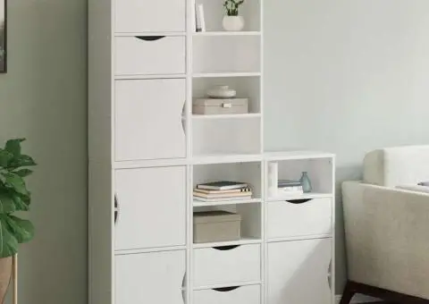 Dulapuri laterale 5 buc ODDA alb 40x24x79 cm lemn masiv de pin - 1/5