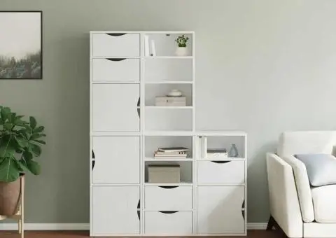 Dulapuri laterale 5 buc ODDA alb 40x24x79 cm lemn masiv de pin - 3/5