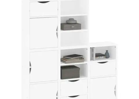 Dulapuri laterale 5 buc ODDA alb 40x24x79 cm lemn masiv de pin - 4/5