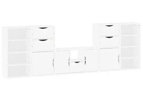 Unități TV 5 piese cu depozitare ODDA din lemn masiv de pin alb - 2/5