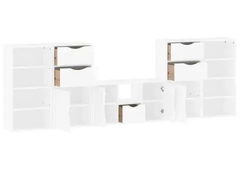 Unități TV 5 piese cu depozitare ODDA din lemn masiv de pin alb - 5/5