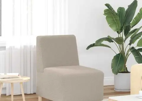 Canapea Scaun fără brațe gri deschis 55 cm țesătură ondulată ca lână - 1/5