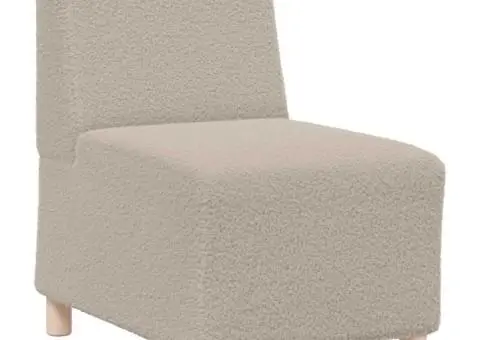 Canapea Scaun fără brațe gri deschis 55 cm țesătură ondulată ca lână - 2/5