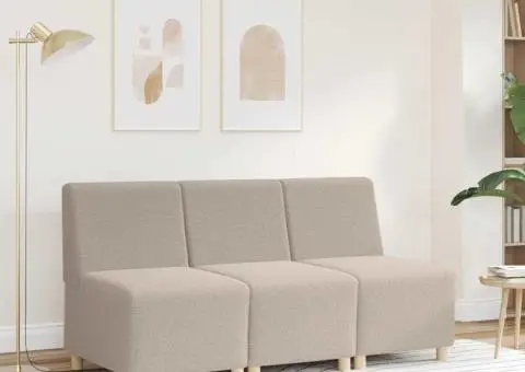 Canapea Scaun fără brațe gri deschis 55 cm țesătură ondulată ca lână - 3/5